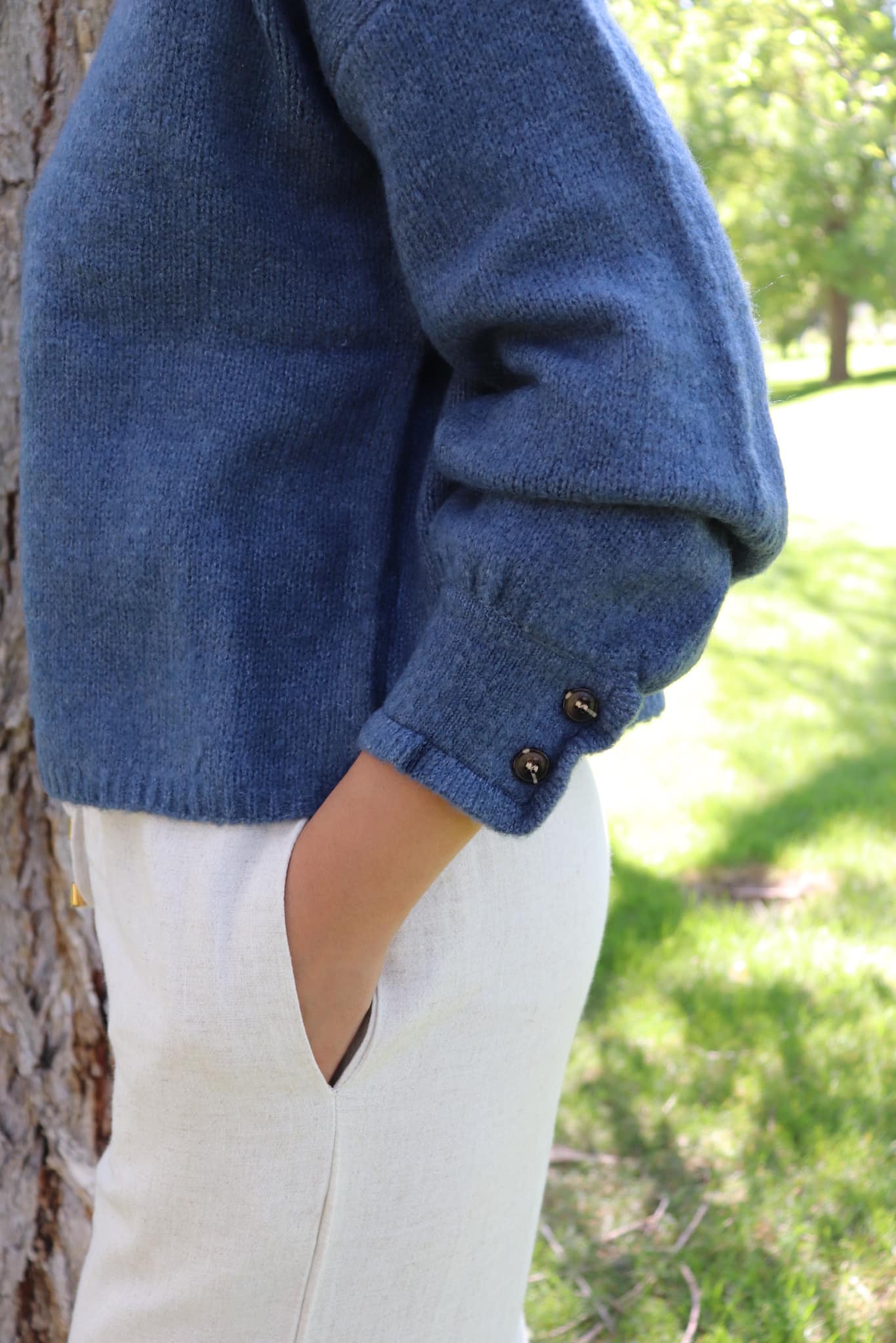 Annie Crop Cozy Cardigan in Blue