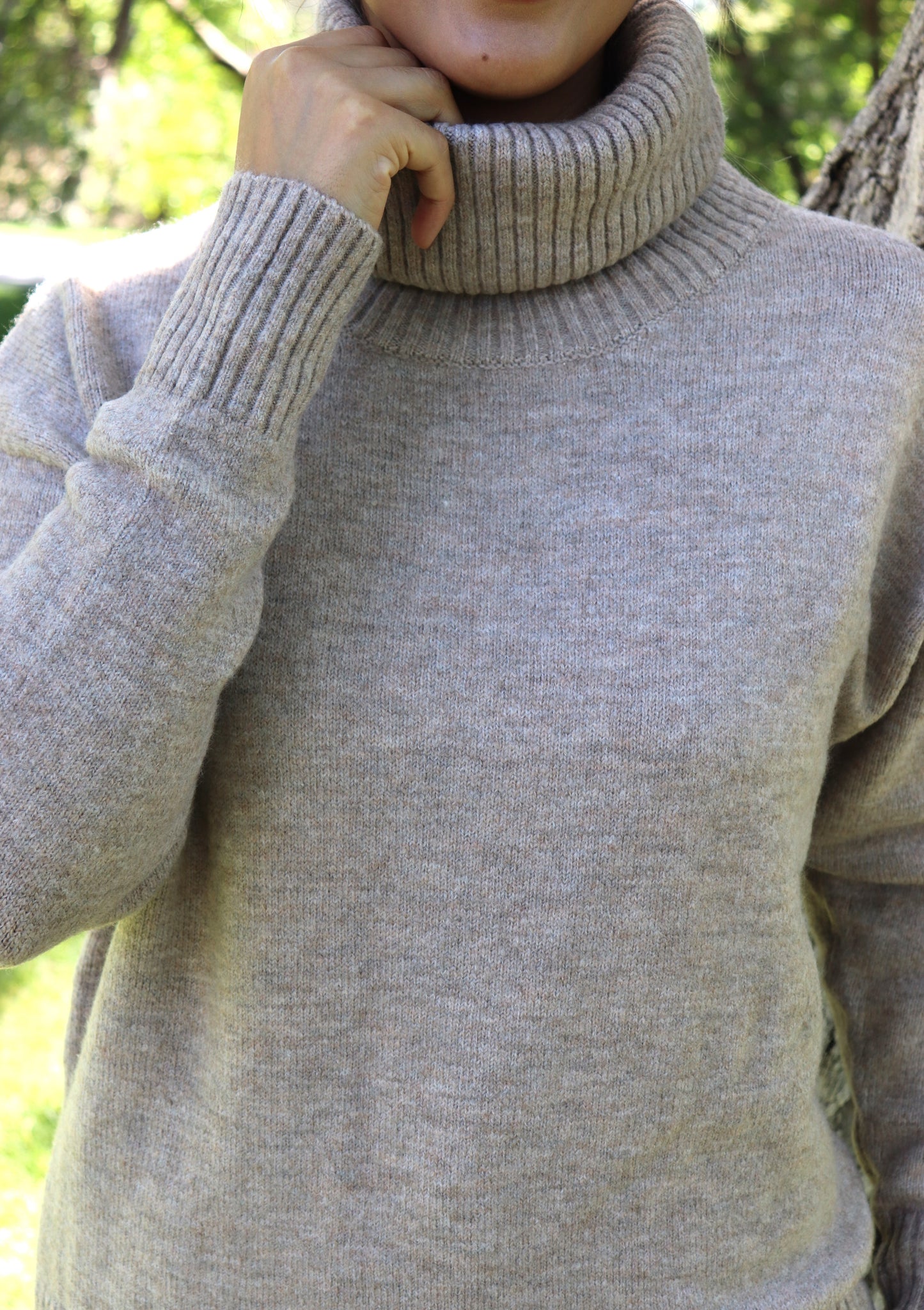 Chelsea Turtle Neck Oversize Pullover in Mocha