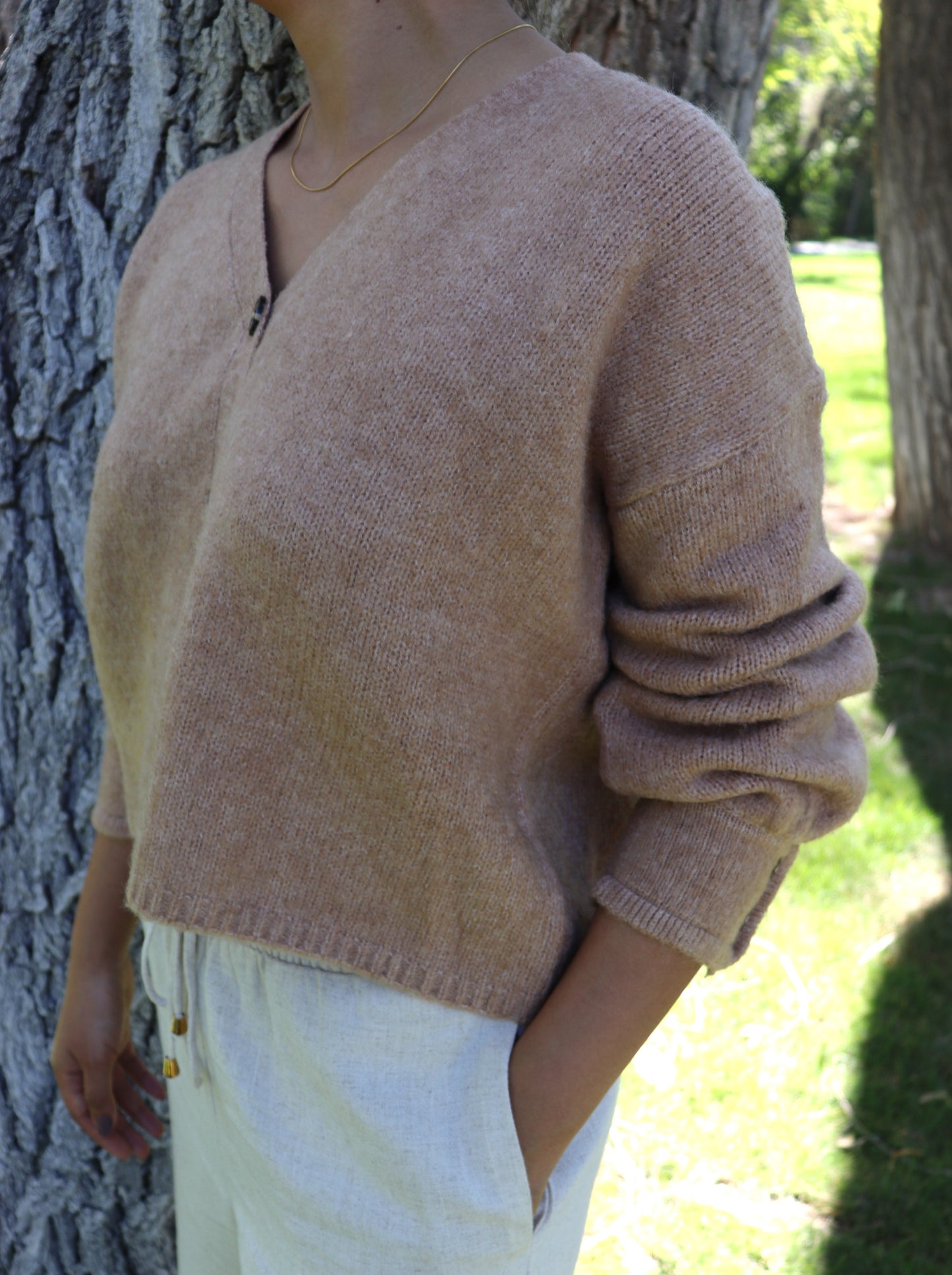 Annie Crop Cozy Cardigan in Mocha