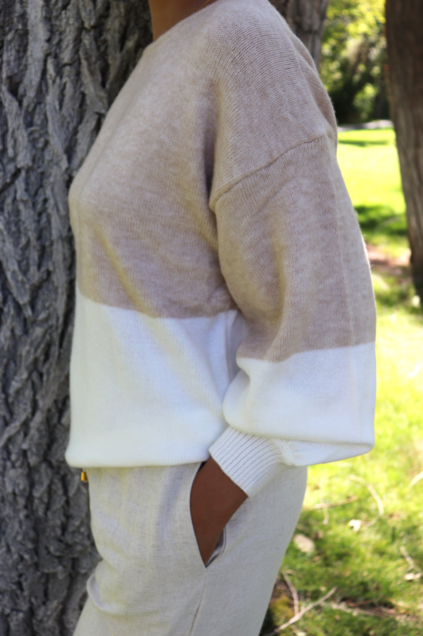 Oatmeal Coloblock pullover