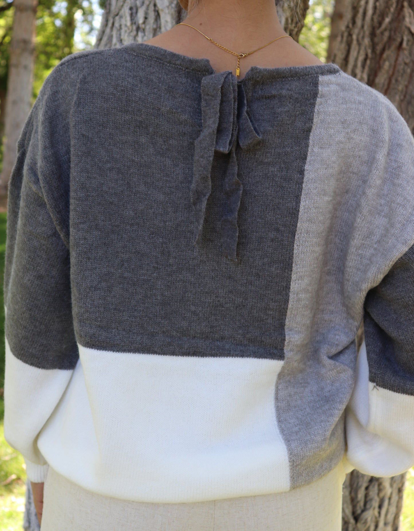 Gray Colorblock Pullover